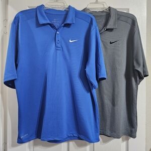 Nike Men's Polo Shirt - Blue and Gray